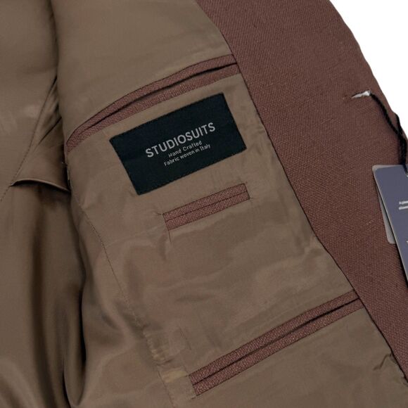 NEW Studiosuits Men's Italian Prato Brown Dobby Linen Jacket Blazer Size 42 - Picture 6 of 12